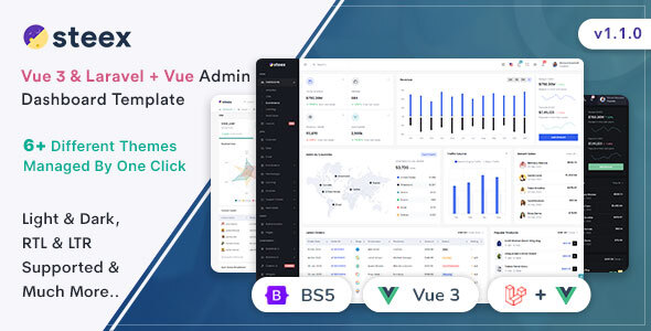 Steex - Vue3 + Laravel Admin & Dashboard Template