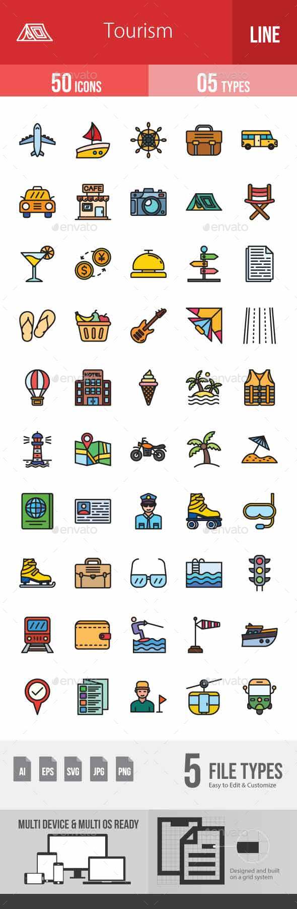 Tourism Filled Line Icons