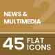 News & Multimedia Flat Multicolor Icons