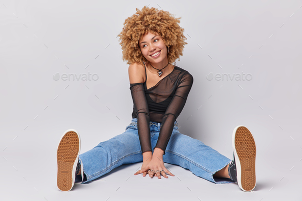 Woman with Curly Hair Poses with Blue Patches Under Eyes Stock Image -  Image of dark, woman: 237181781