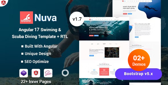 Nuva - Swimming School Angular 17+ Template