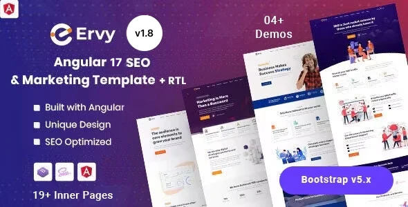 Ervy - SEO Marketing & IT Startup Angular 17+ Template