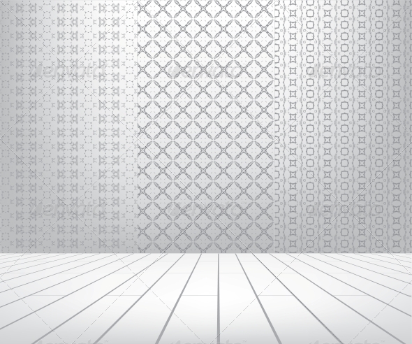 White Room with Set Seamless and Wooden Floor - Patterns Decorative