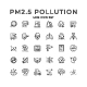 Set Line Icons of PM 2.5 Pollution