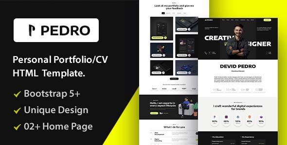 Pedro - Personal Portfolio/CV HTML Template.