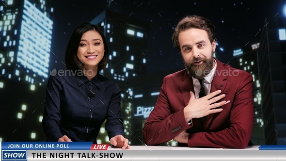 Night talk show hosts on live television
