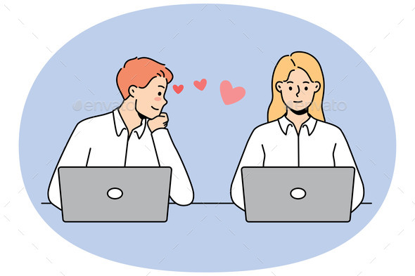 Man in Love Look at Female Colleague
