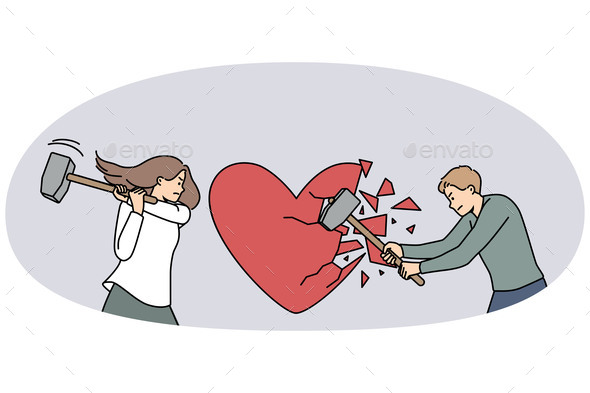 Furious Couple Crash Heart with Hammers