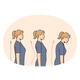 Set of Young Woman Posture Problems