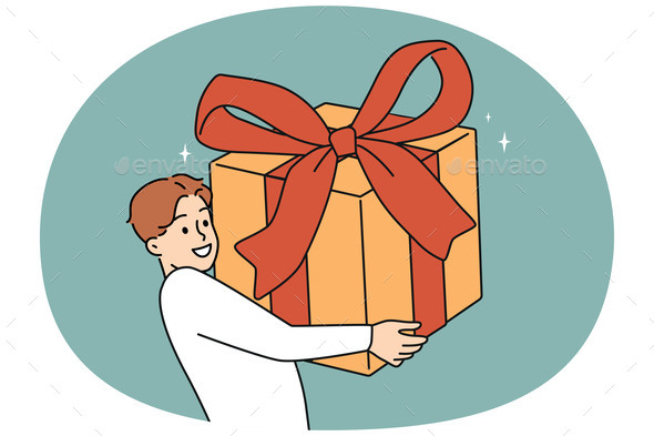 [DOWNLOAD]Smiling Man Holding Huge Gift in Hands