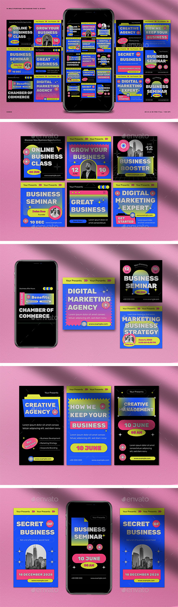 Black Gradient Business Marketing Instagram Pack