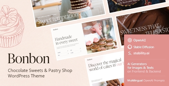 Bonbon - Chocolate Sweets & Pastry Shop WordPress Theme + AI
