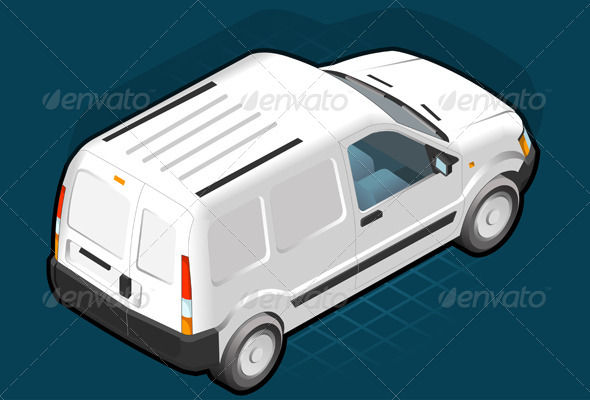 Isometric White Van - Miscellaneous Vectors