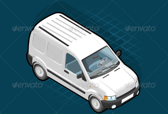 Isometric White Van - Miscellaneous Vectors