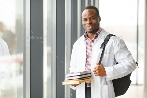 Portrait of a young african ethnicity physician or medical student in uniform