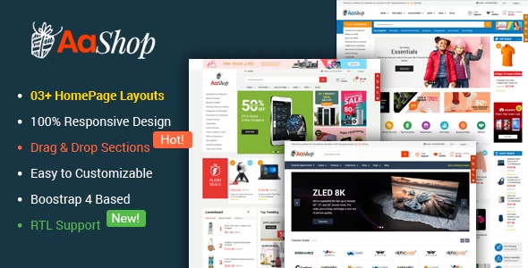 AaShop - Responsive & Multipurpose Sectioned Bootstrap 4 Shopify Theme