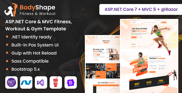 BodyShape - ASP.NET Core & MVC Fitness, Workout & Gym Template