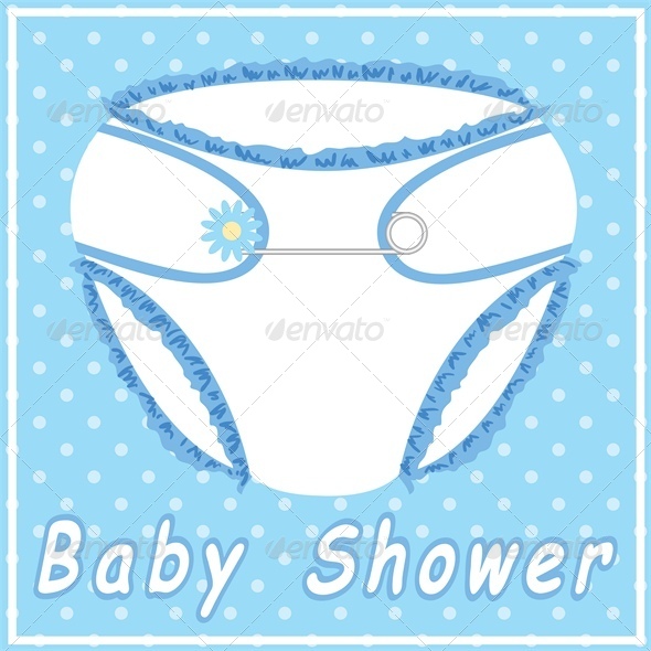 Baby shower card with blue nappy - Miscellaneous Seasons/Holidays