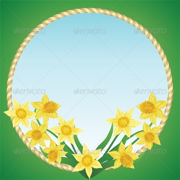 Spring Background with Daffodils and Grass - Flowers & Plants Nature