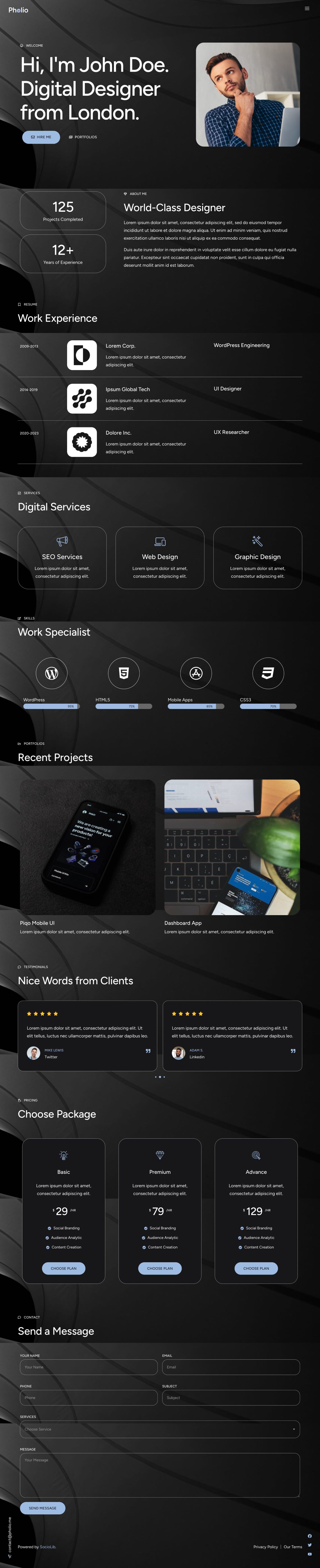 Pholio Personal Portfolios amp - 01 Home 