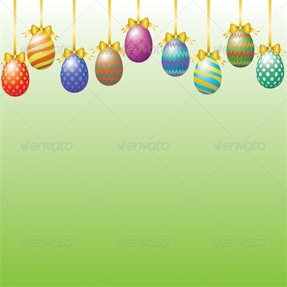 Hanging Easter Eggs with Bow - Miscellaneous Seasons/Holidays