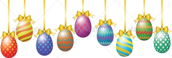 Hanging Easter Eggs with Bow - Miscellaneous Seasons/Holidays