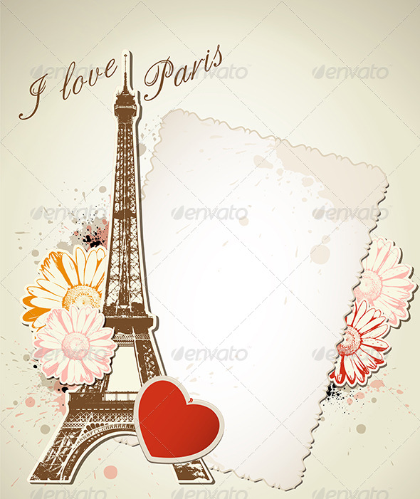 Old Frame and Eiffel Tower - Travel Conceptual