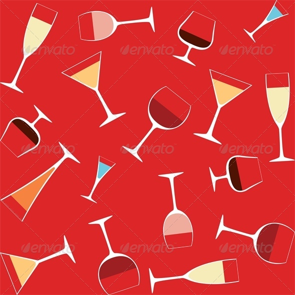 Seamless Background With Alcohol in Glasses - Food Objects