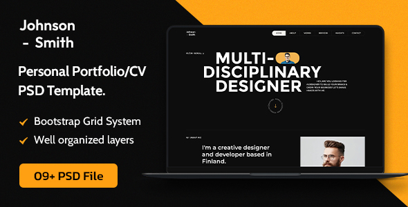 Johnson - Personal Portfolio/CV PSD Template.