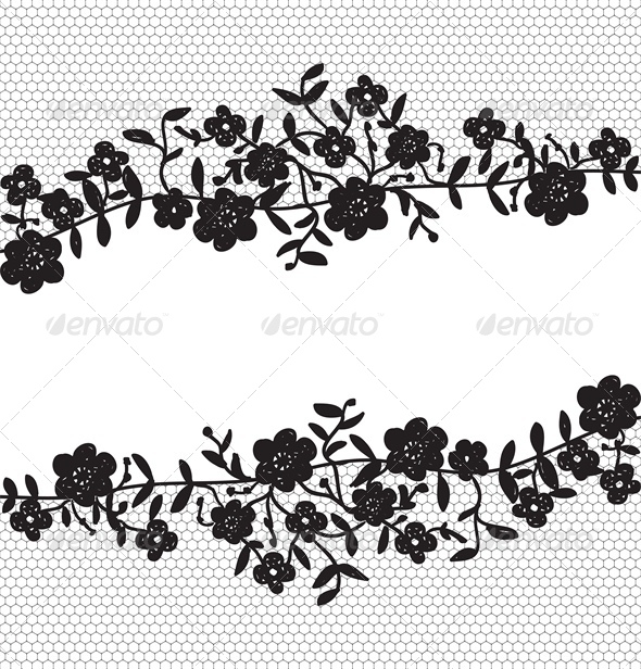 Invitation Card with Floral Lace Border - Backgrounds Decorative