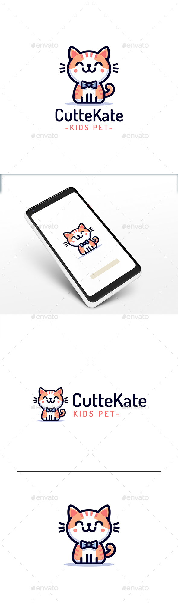 Happy Cute Cat Logo