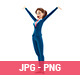 3D Cartoon Businesswoman with Very Happy Pose