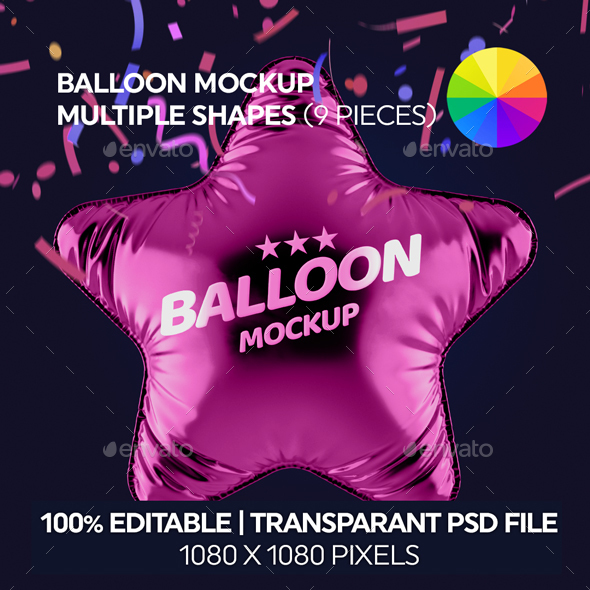 [DOWNLOAD]Mockup balloons (9 Styles) - Changeable color