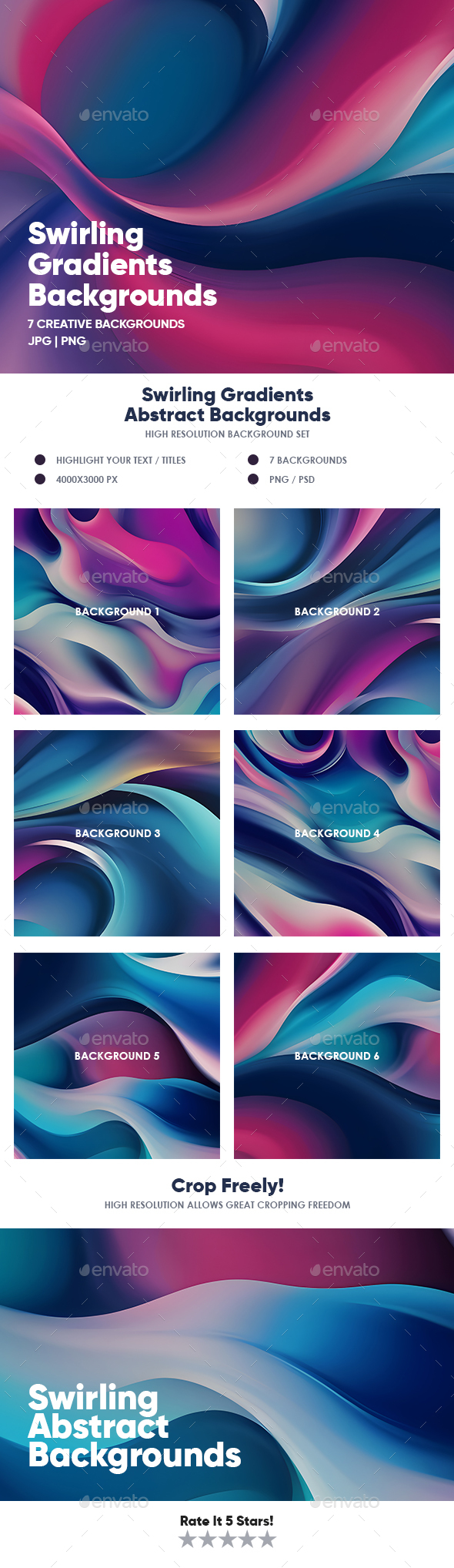Swirling Gradients Abstract Backgrounds