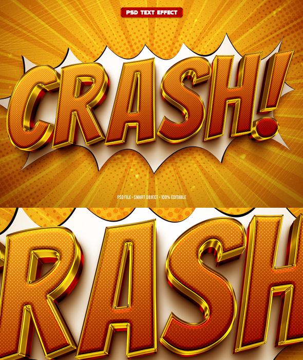 Crash 3D editable text effect