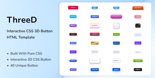 Interactive CSS 3D Button HTML Template - ThreeD