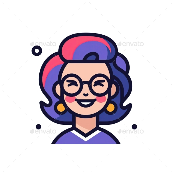 A Smiling Woman with Colorful Hair and Glasses is