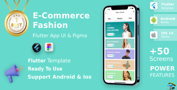 E-Commerce Fashion App ANDROID + IOS + FIGMA | UI Kit | Flutter | Online Shoping