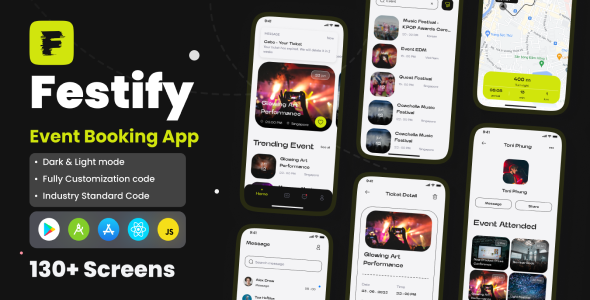 Festify - Event Booking App React Native CLI Ui Kit