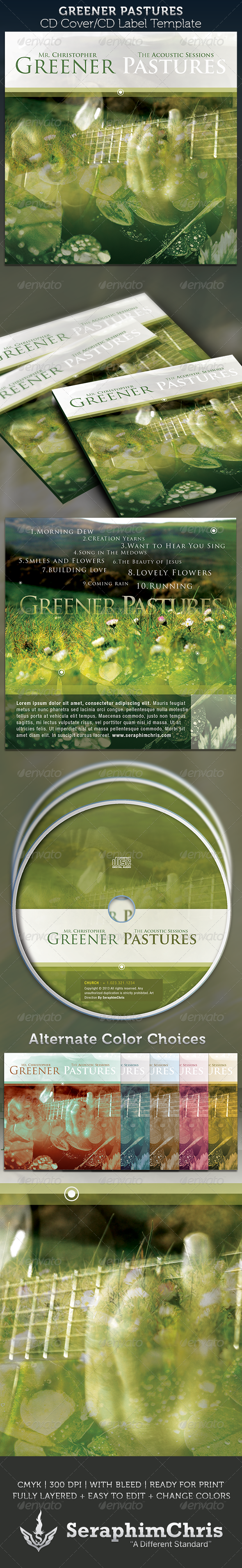 Greener Pastures: CD Cover Artwork Template - CD & DVD Artwork Print Templates