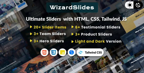 WizardSlides - Ultimate Slider Collection with HTML CSS Tailwind JS