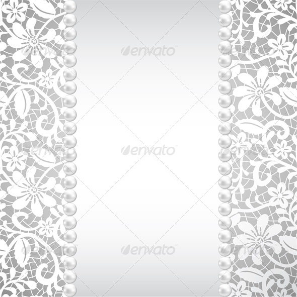 wedding, greeting or invitation card with pearl an - Backgrounds Decorative