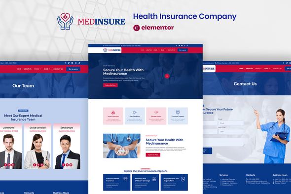 MedInsure - Health Insurance Company Elementor Pro Template Kit