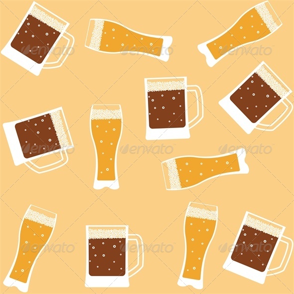 Seamless background with mug of beer - Food Objects
