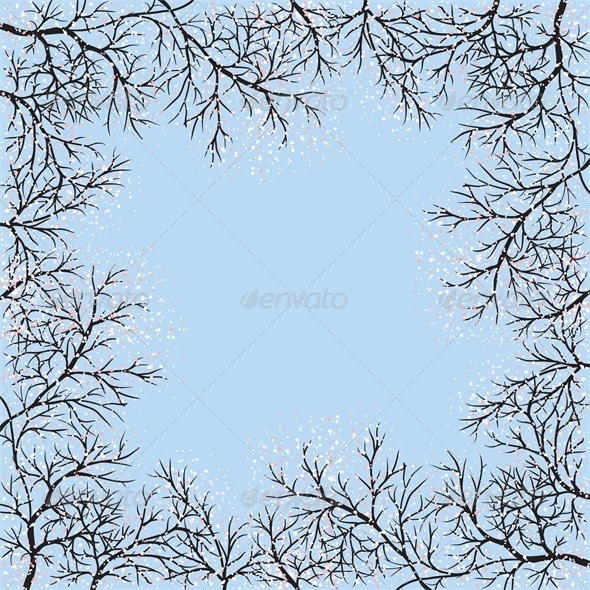 Blooming Trees Frame and Blue Sky - Seasons Nature