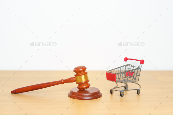 Consumer protection Law, online shopping, E commerce, Tax, Digital, justice and judgment concept