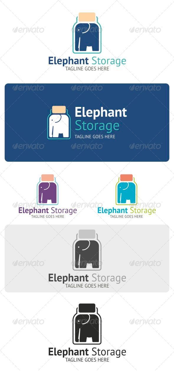 Elephant Storage Logo - Animals Logo Templates