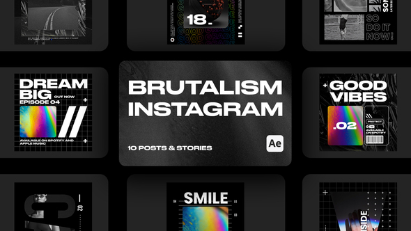 Brutalism Style Instagram Posts & Stories for After Effects Elements template preview