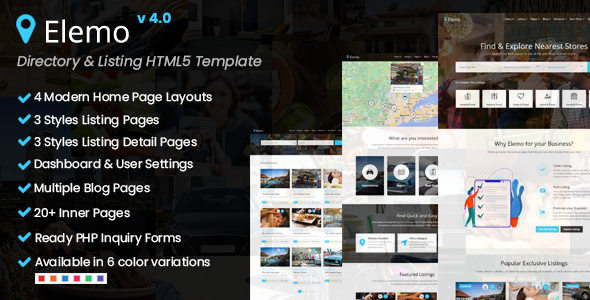 Elemo - Directory Listings HTML5 Template