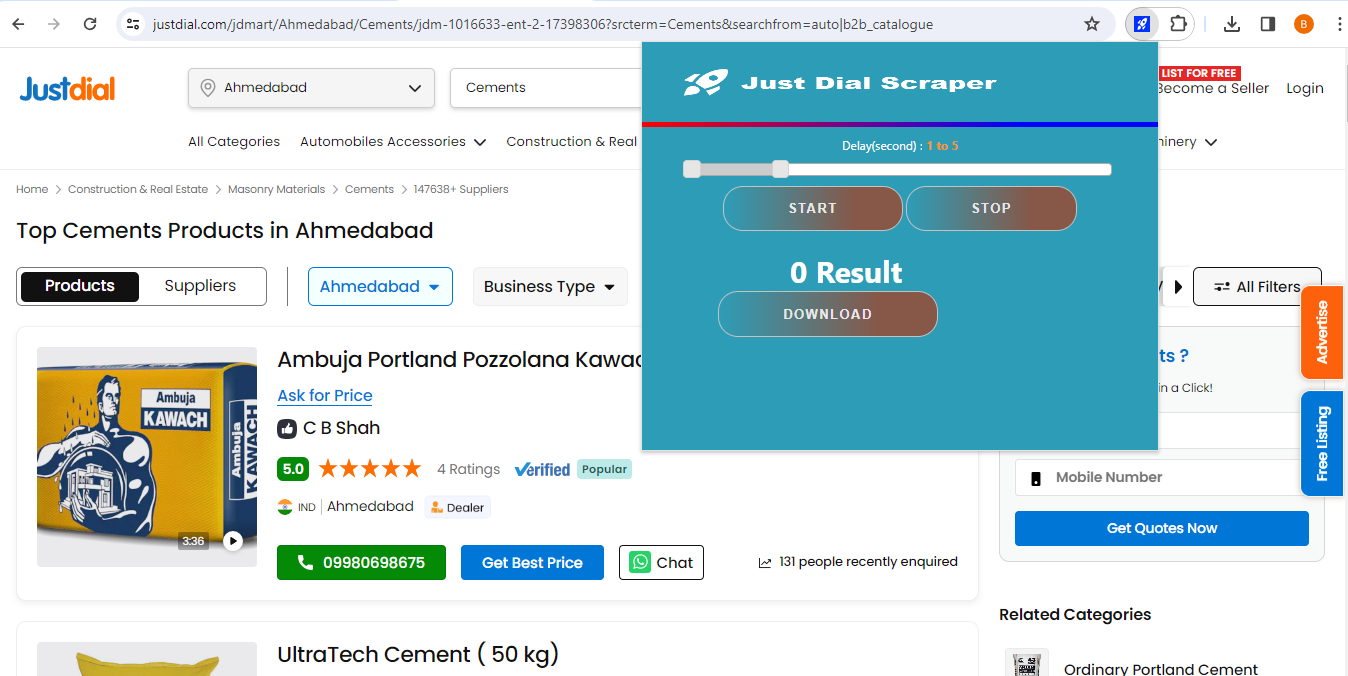 Just Dial Scraper and Extractor-chrome Extension - 1